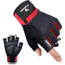 Guantes De Fitness Hombre ATERCEL Guantes de fitness, guantes de entrenamiento para crossfit, culturismo, ciclismo, gimnasio, entrenamiento de fuerza, guantes deportivos para hombre y mujer (rojo, L)