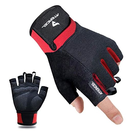 ATERCEL Guantes de Fitness para Crossfit, Bodybuilding, Ciclismo, Gimnasio, Culturismo, Culturismo, musculación, Guantes Deportivos para Hombre y Mujer (Rojo, M)