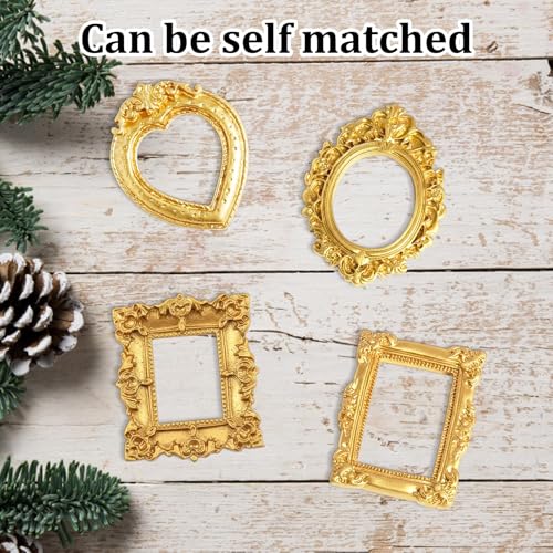 Image of Vintage Charm 12PCS Mini Photo Frame - Baroque Resin Picture Frames, Photo Frames for Wall Decor, Mini Vintage Photo Frame for Wall Decor, DIY Crafts, Home Decor, Golden