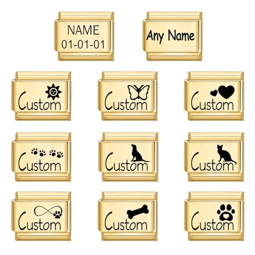 Hoomall Custom Italian Charms Links with Text Personalized Sliver Charm Link Jewelry 10mm*9mm Italian Charm Bracelet Link Custom Bracelet Gift2