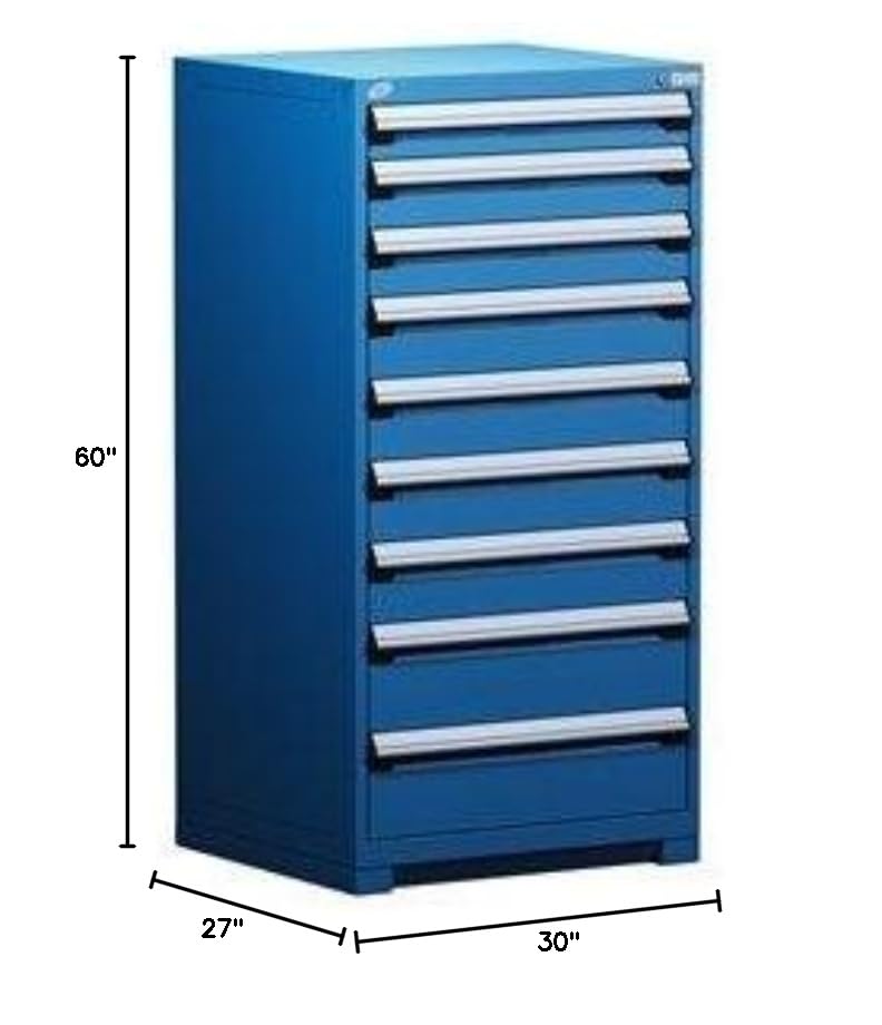 Rousseau Heavy-Duty Stationary Cabinet (with Compartments), 9 Drawers (30"W X 27"D X 60"H) R5ADG-5805