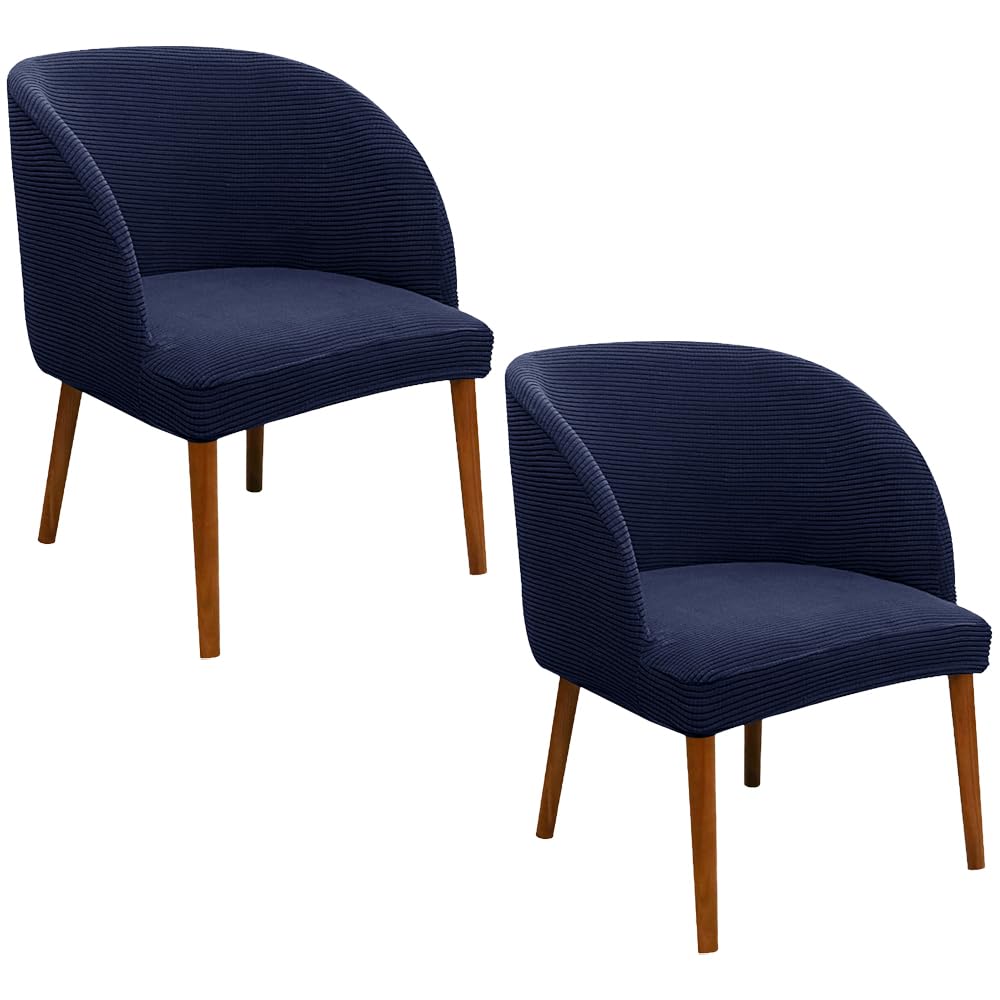 SZJIAHTM 2 Pcs Dining Chair Cover Armchair Wingback Round Curved Back Chair Cover Soft Stretch Mid Century Modern Accent Chair Slipcover for Kitchen Living Room