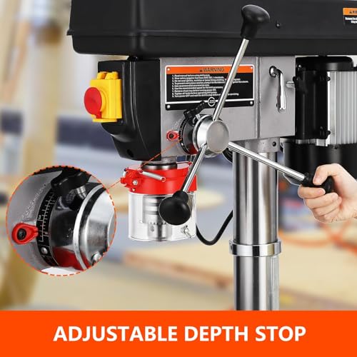 13" Variable Speed Floor Drill Press with Pure Copper Motor - 288-3084 RPM, 0-45° Tilting