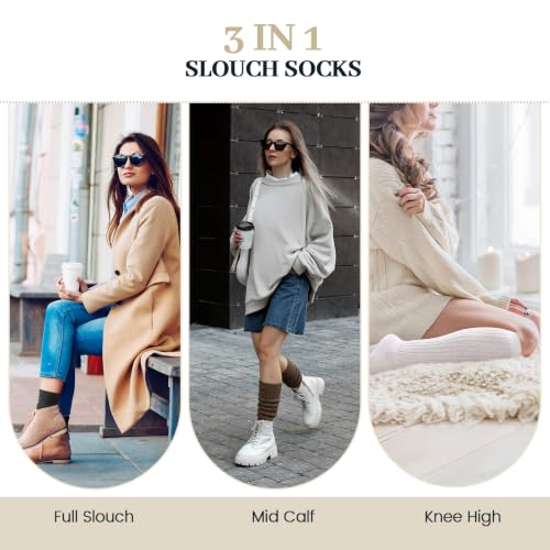 Image of Pleneal Slouchy Socks for Women Scrunch Sock Knit Chunky Crew Boot Socks