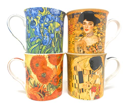 Leonardo Collection Set of Four Mixed Masters Classic Van Gogh and Klimt Mugs Fine China Coffee Tea Cups Mugs - Image 2