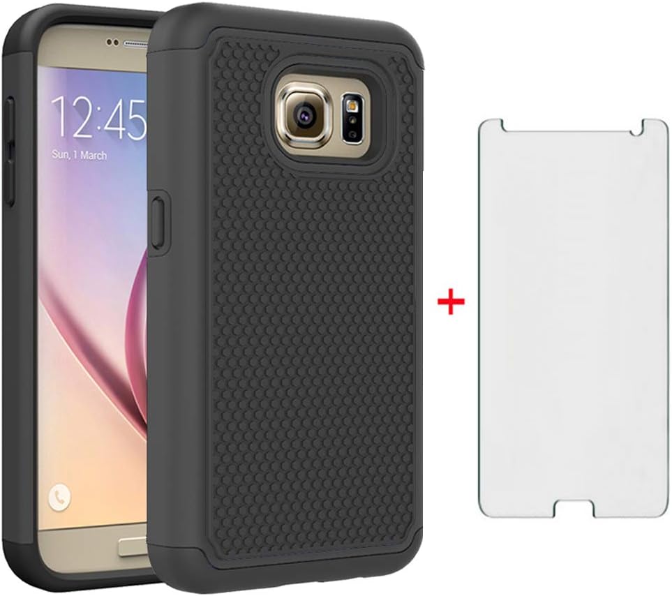 Phone Case for Samsung Galaxy S7 Active with Tempered Glass Screen Protector Cover and Slim Rugged TPU Hard Hybrid Cell Accessories Glaxay S7Active Gaxaly S 7 7Active 7s Galaxies G891A Cases Men Black