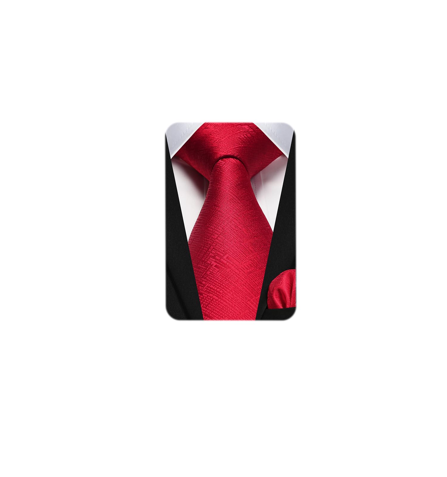 HISDERN Mens Solid Color Tie and Pocket Square Set Classic Woven Silk Necktie Handkerchief Set for Wedding Business