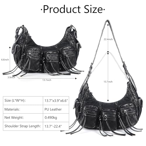 Image of Angel Kiss Hobo Bags Purse for Women Y2K Shoulder Bag Multi Pockets Designer Satchel Studded Handbags with Strap