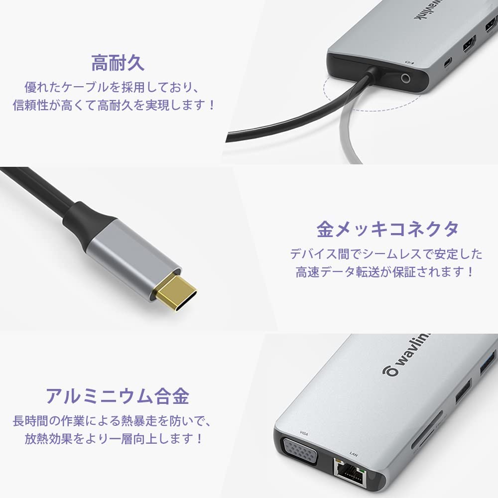 Amazon | WAVLINK USB Type-C 12-in1 ミニドッキングステーション HDMI