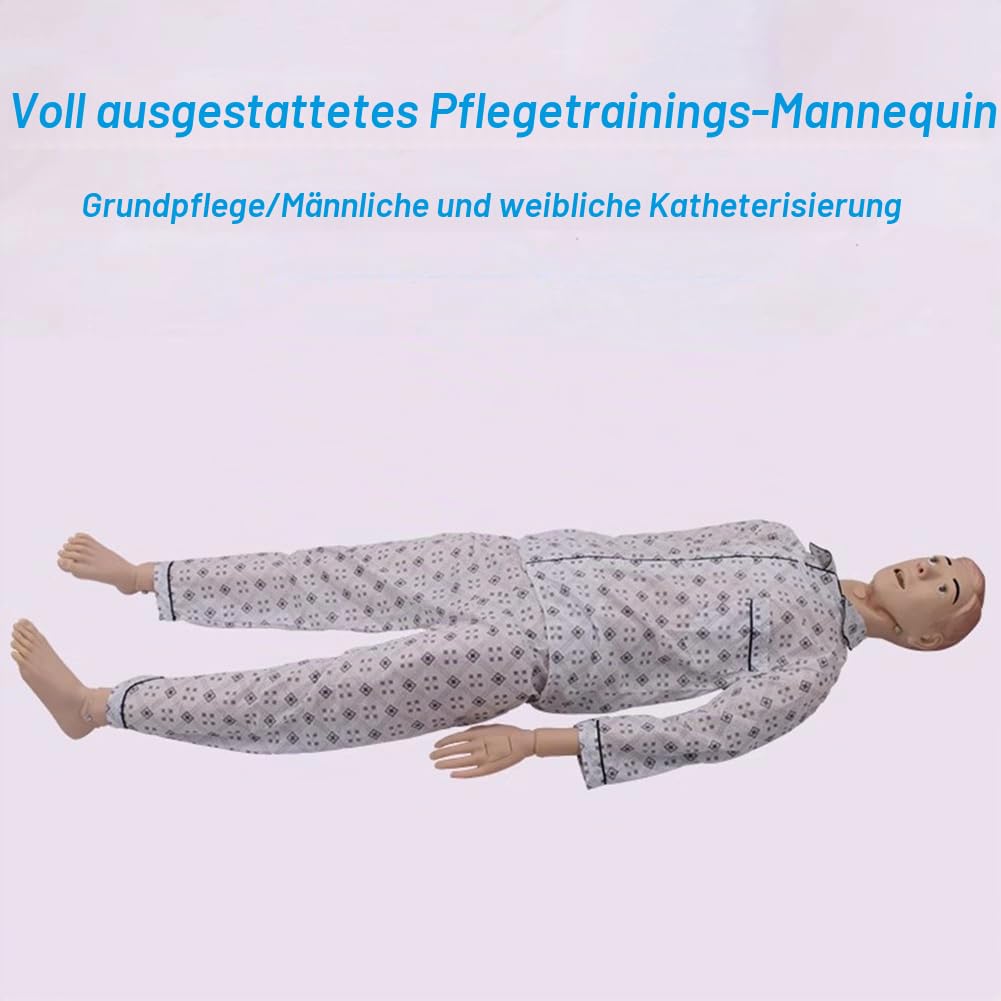 DRXRD Pflegepuppe Altenpflege Lebensgroß Krankenpflege-Puppe mit Wundmodul + Amputationsmodul + Patientenkittel + Aufbewahrungstasche für Unterricht in der Grundausbildung in der Krankenpflege