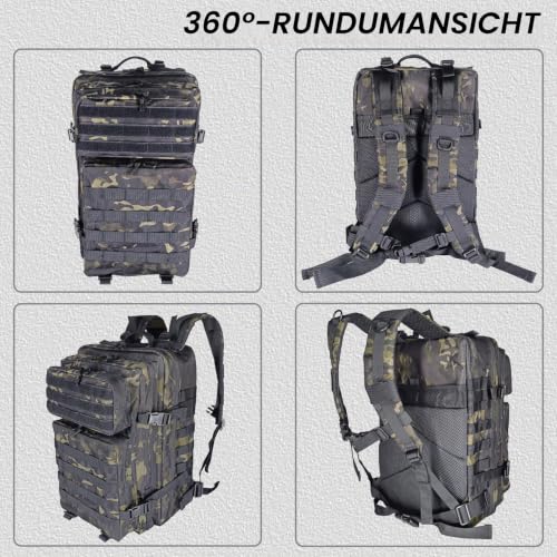 Militär Rucksack Herren,45L Groß Rucksack Wasserdicht Outdoor Assault Survival Wanderrucksack Herren… – Ansicht 5