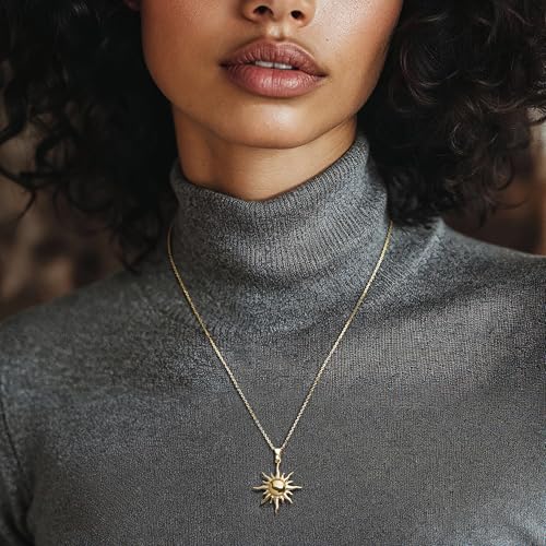 Ross-Simons Italian 18kt Gold Over Sterling Sun Pendant Necklace. 18 inches2