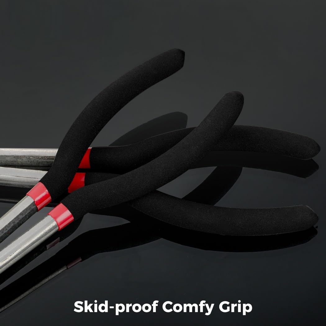 Set di 5 pinze a becco lungo, 28,9 cm, con angoli dritti, 25, 45, 90 gradi, pinze tipo O, con custodia