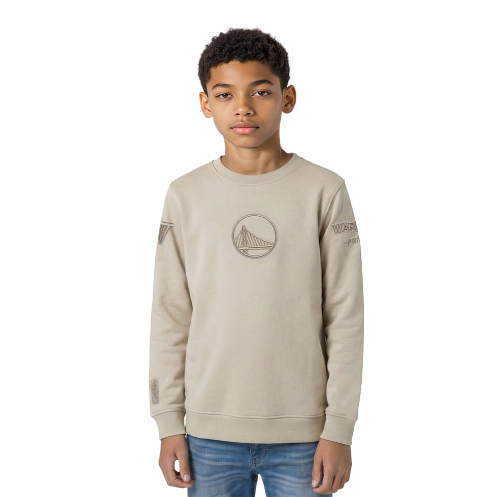 Pro Standard Big Boys NBA Golden State Warriors Neutral Crewneck Sweatshirt Taupe L