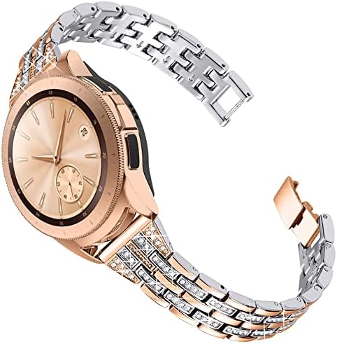 Amazon Com Totouths Compatible With Samsung Galaxy 42mm Galaxy Watch 3 41mm Band Women Bracelet Replacement For Galaxy Active 2 40mm 44mm Gear S2 Classic Gear Sport Metal Strap Wristband mm Rose Gold Silver Cell Phones