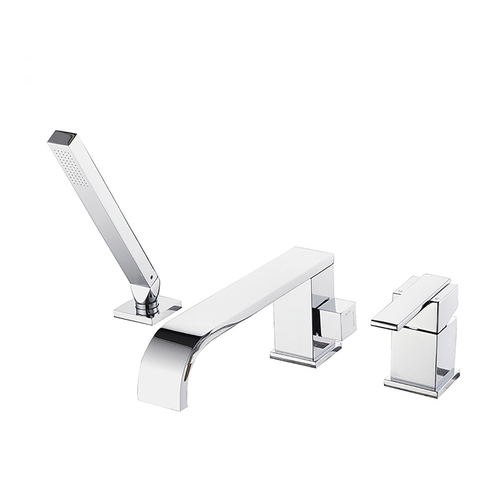 ASerZenith Waterfall Roman Tub Filler Faucet Modern Widespread Tub Faucet Deck Mount Tub Faucet Brass Solid Single Handle Control Tub Faucet Set 3 Hole