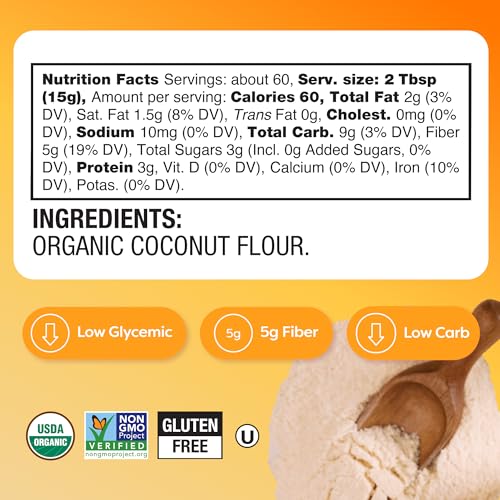 Image of BBF Organic Coconut Flour 2 lb, Gluten free, Keto & Paleo Baking