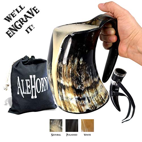 AleHorn - Viking Drinking Horn - Large Tankard - Genuine Handcrafted Beer Cup