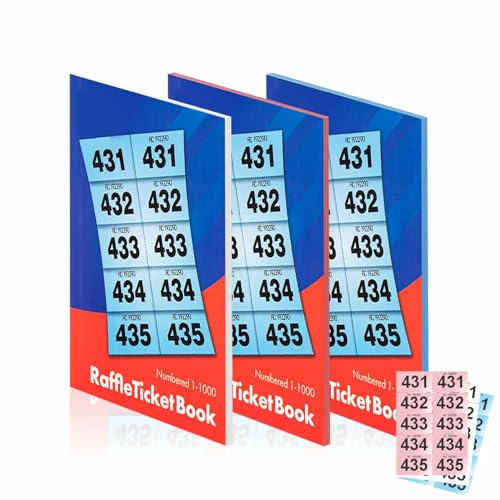 Biglietti della lotteria 1-1000 numerati con codice di sicurezza, biglietti perforati per guardaroba disegnare, eventi di beneficenza, estrazione, biglietti fortunati, colori assortiti, lunghezza 14 x