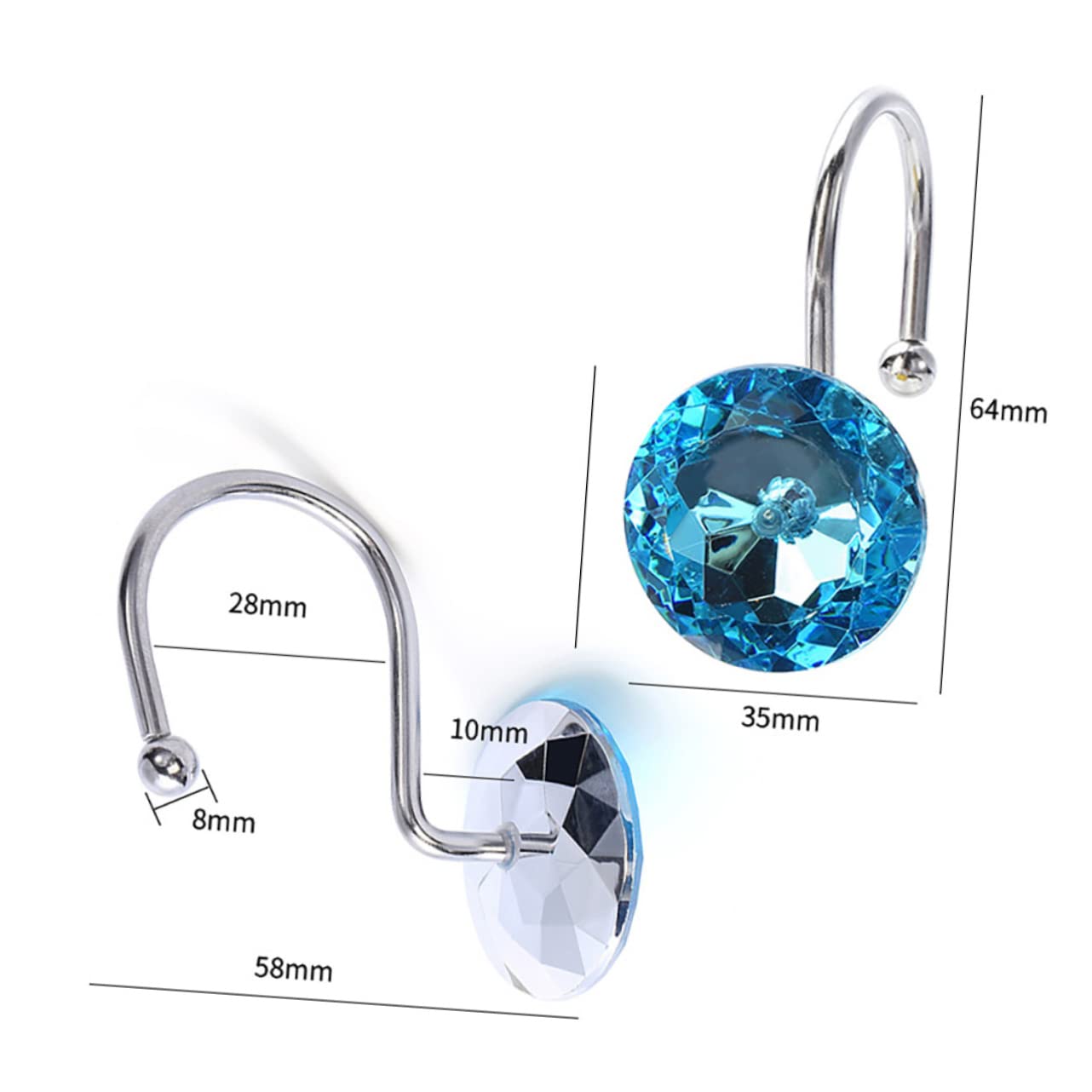 PRETYZOOM Pz ganci per tende da doccia ganci in acciaio inossidabile ganci per tende da bagno gancio arredamento ganci doccia per doccia anelli per tende da doccia