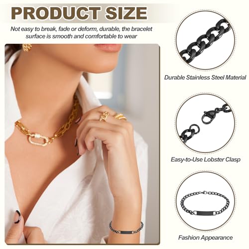 MECCANIXITY Custom ID Bracelets for Men Women, Personalized Custom Engraving Name Stainless Steel ID Engravable Bracelets Chain with Bag for Christmas Jewelry Gift3