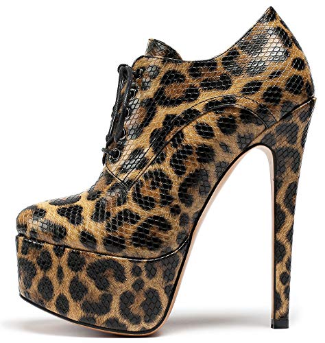 EDEFS Botte Femme Talon Haut Cheville Bottine Femme,Leopard EU39 Cover