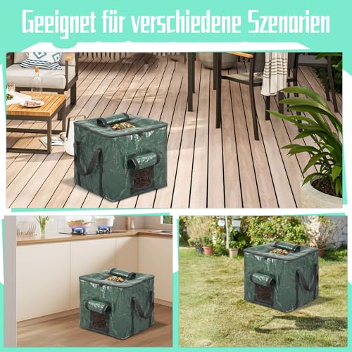 Hlimior Thermo Komposter 85L – Komposter Garten, Schnellkomposter & robuster Komposter für Küchen- und Gartenabfälle – Platzsparendes Design mit Belüftungs- und Einfüllklappe (1 Stück)
