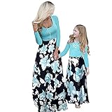 [Klassisches Design] Rundhalsausschnitt, lange Ärmel, gespleißter langer Rock, Blumenmuster, Maxikleid Langarm sehr geeignet für alle Jahreszeiten. Sie lässt sich in der kühlen Jahreszeit perfekt mit einer passenden Jacke kombinieren.