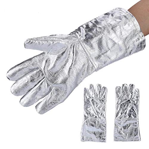 Gants de Travail Gants de sécurité à Long sécurité Travail Chaleur Gants résistants aluminisé feu Smelting Gants Soudeur Gants de Travail - Imprimante de marquage