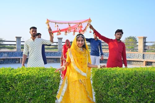 Image of Bridal Net Chunari Dupatta for Wedding Entry & Ceremony | Traditional Red Bridal Chunni for Dulhan, Marriage Functions & Ethnic Wear | Pack of 1