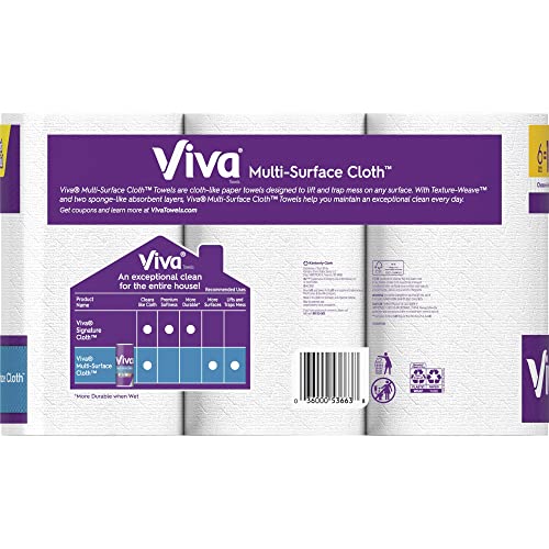 Image of Viva Multi-Surface Cloth Paper Towels, Choose-A-Sheet - 6 Triple Rolls = 18 Regular Rolls (165 Sheets Per Roll)