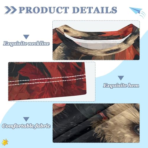 Boys Short Sleeve T-Shirts Leaves Opossum Rat Rashguard Kids Swim Shirts Sun UPF 50+3