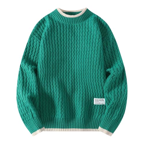 Mens Long Sleeve Cable Knit Sweater Fall Crew Neck Pullover Sweater2