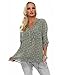 Produktbild ZARMEXX feine Viskosebluse Hemdbluse Langarm- Fischerhemd regular fit leichte Langarm-Sommerbluse Tunika zart gebluemt, army, One Size Gr.38-42