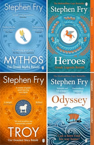 Stephen Fry Greek Myths Series 4 Books Collection Set (Troy, Heroes, Mythos and Odyssey)