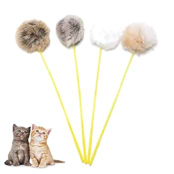 Amazon | CHENLONB 猫おもちゃ 猫じゃらし 4個入り ウサギの毛