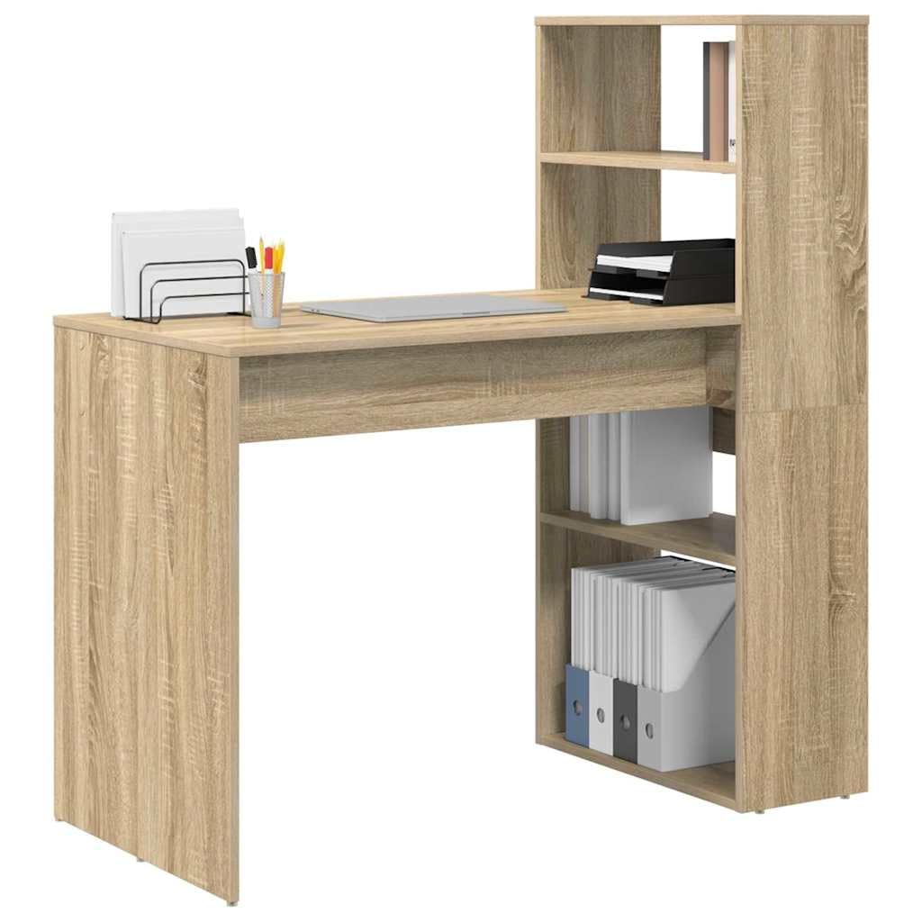 Scrivania Porta PC con Libreria Rovere Sonoma 113x54x120 cm | Tavolo da lavoro con scaffali integrati per organizzare libri e accessori in soggiorno o studio.