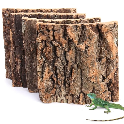 Image of Cork Bark for Terrarium,4Pcs 5.9x5.9In Cork Bark for Reptiles Terrarium Background Accessories