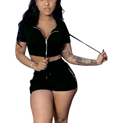 Mrskoala Women's 2 Piece Outfits Summer Bodycon Short Pants Workout Sets