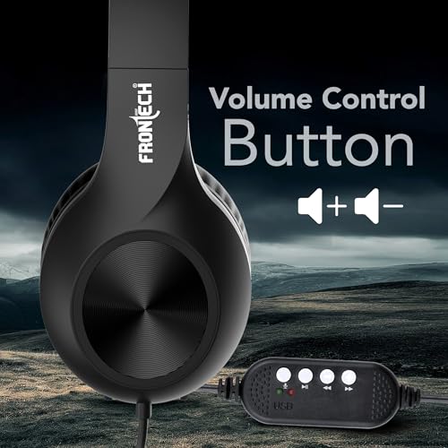 FRONTECH Multimedia Wired Headphone with Mic| Volume Control| Dynamic Sound| Adjustable Height| 40mm Speaker| USB Plug (HF-3451, Black) - Image 5