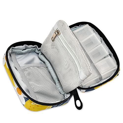 Image of Lemon Fruits Weekly Pill Organizer, Pill Cases Bag Portable Pill Container 7 Days Cute Pill Box Organizer Vitamin Supplement Holder with Zipper Velcro for Travel Family Business Camping