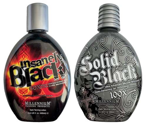 LOT OF(2) Millennium Tanning Products SOLID BLACK & INSANELY BLACK 13.5 oz