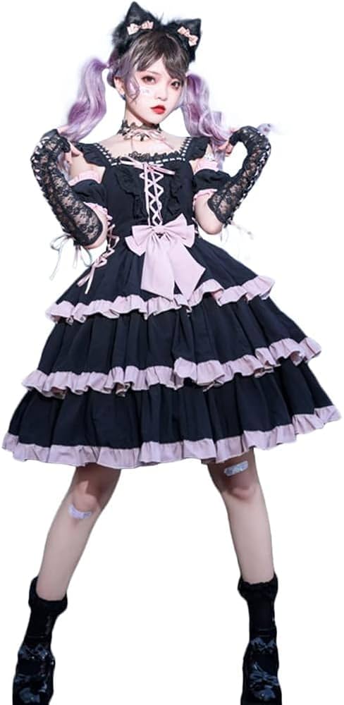 Amazon.co.jp: ゴスロリ ロリータ ワンピース コスプレ 衣装 姫