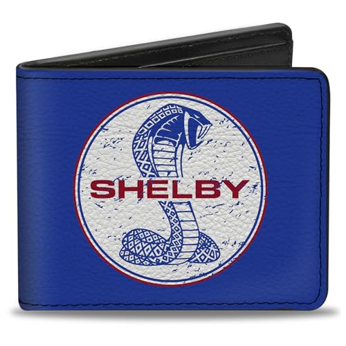 Buckle-Down Men's PU Bifold Wallet-Shelby Tiffany Split Weathered Blue/Red/White, Multicolor, 4.0
