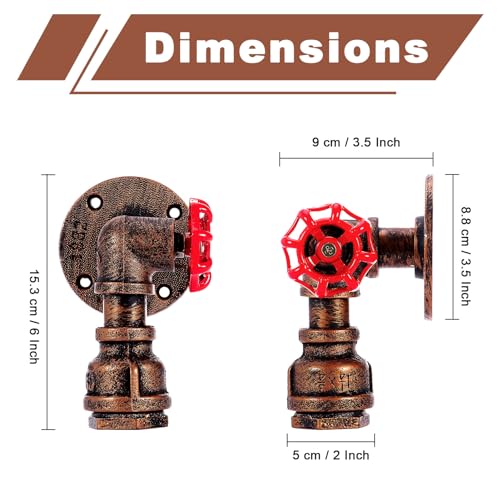 Image of Kawell Vintage Wall Light Fixtures Industrial Retro Wall Sconce Light Creative Water Pipe Wall Lamp Iron Art Single E26 60W Max for Bedroom Kitchen Restaurant Loft Cafe Bar Hallway, Red