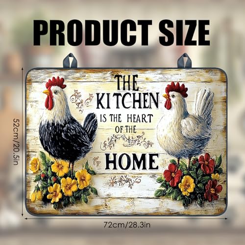 Image of Nuxovilar Rooster Kitchen Stove Top Cover, 20.47x28.34 Inches Polyester | Cooktop mat kitchen decor glass cooktop cover gas cooktop protector for kitchen, apartment countertop (Rooster quote print)