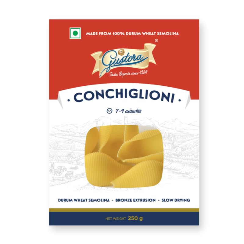 Image of Gustora Durum Wheat Semolina Conchiglioni Pasta Combo, 500g I Vegetarian Pasta I Rich in Fibre & Protein (250g X 2)