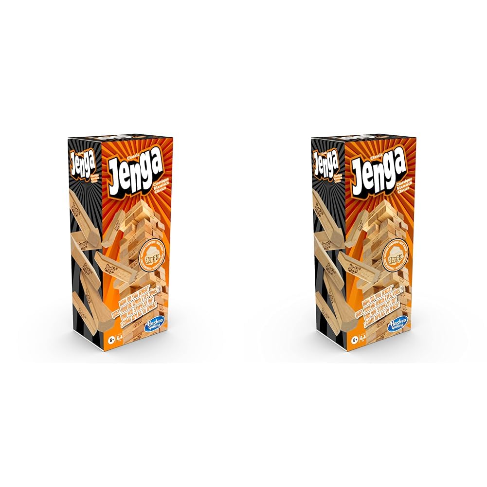 Hasbro Gaming Jenga Classic, Children's game that promotes reaction speed from 6 years (Pack of 2)