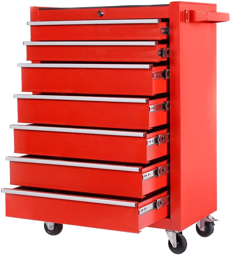 Panana Red Tools Chest Afforddable Steel Chest 7 Drawer Garage Tool Box Roller