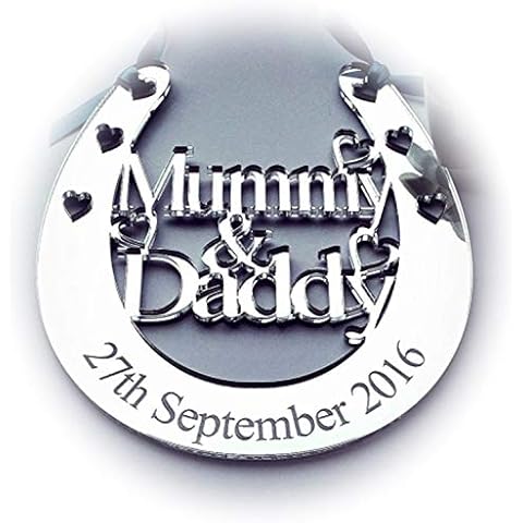 Personalised Wedding Mummy and Daddy Good Luck Briday Lucky Keepsake Horseshoe. A Gift For You UK. HS17 Cover